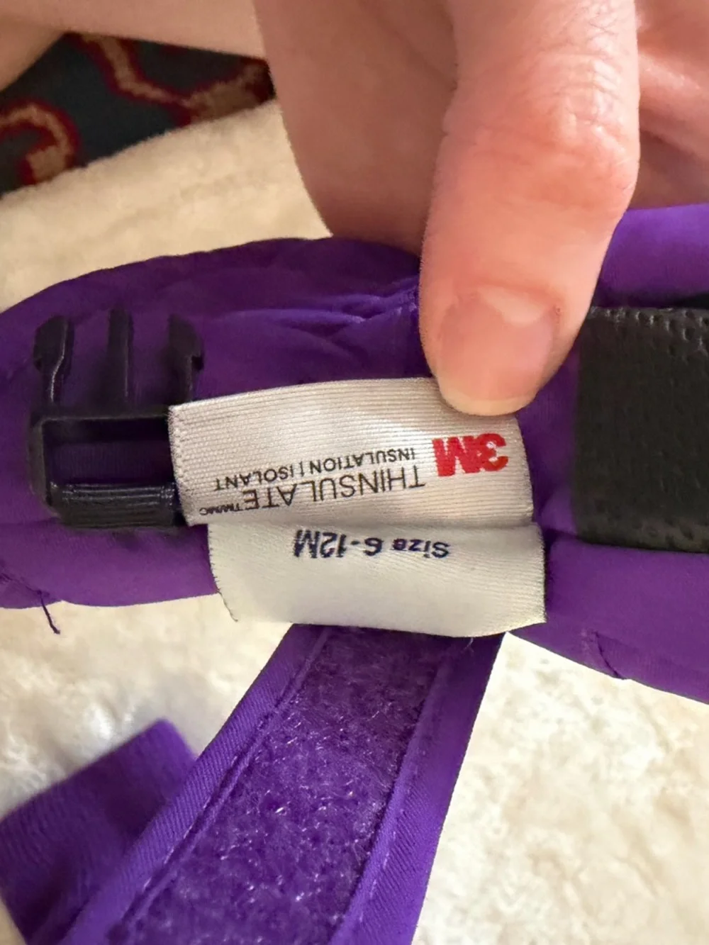 3M Thinsulate Purple Kids Mittens with Black Grip Panels